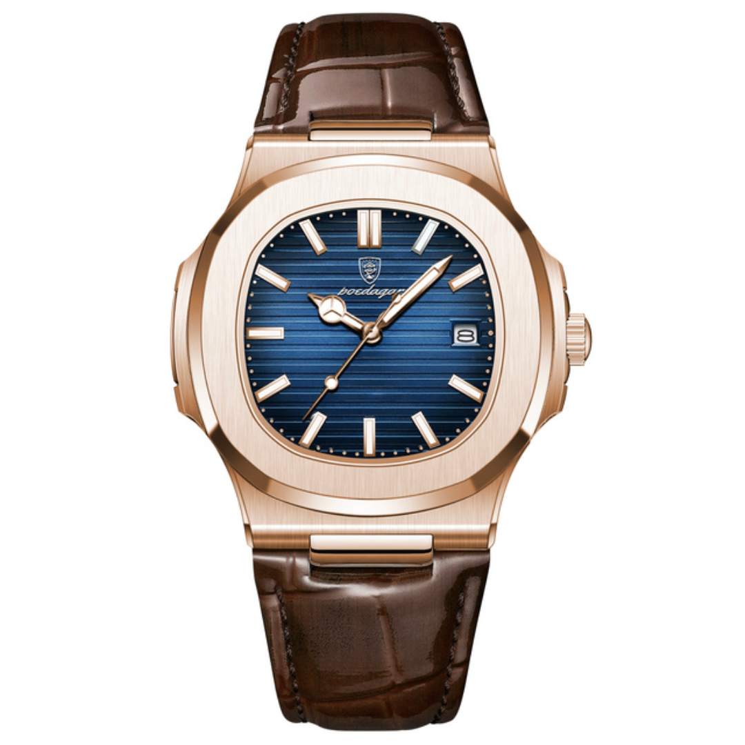 Relógio Masculino Poedagar Deluxe Gold | Pulseira de Couro