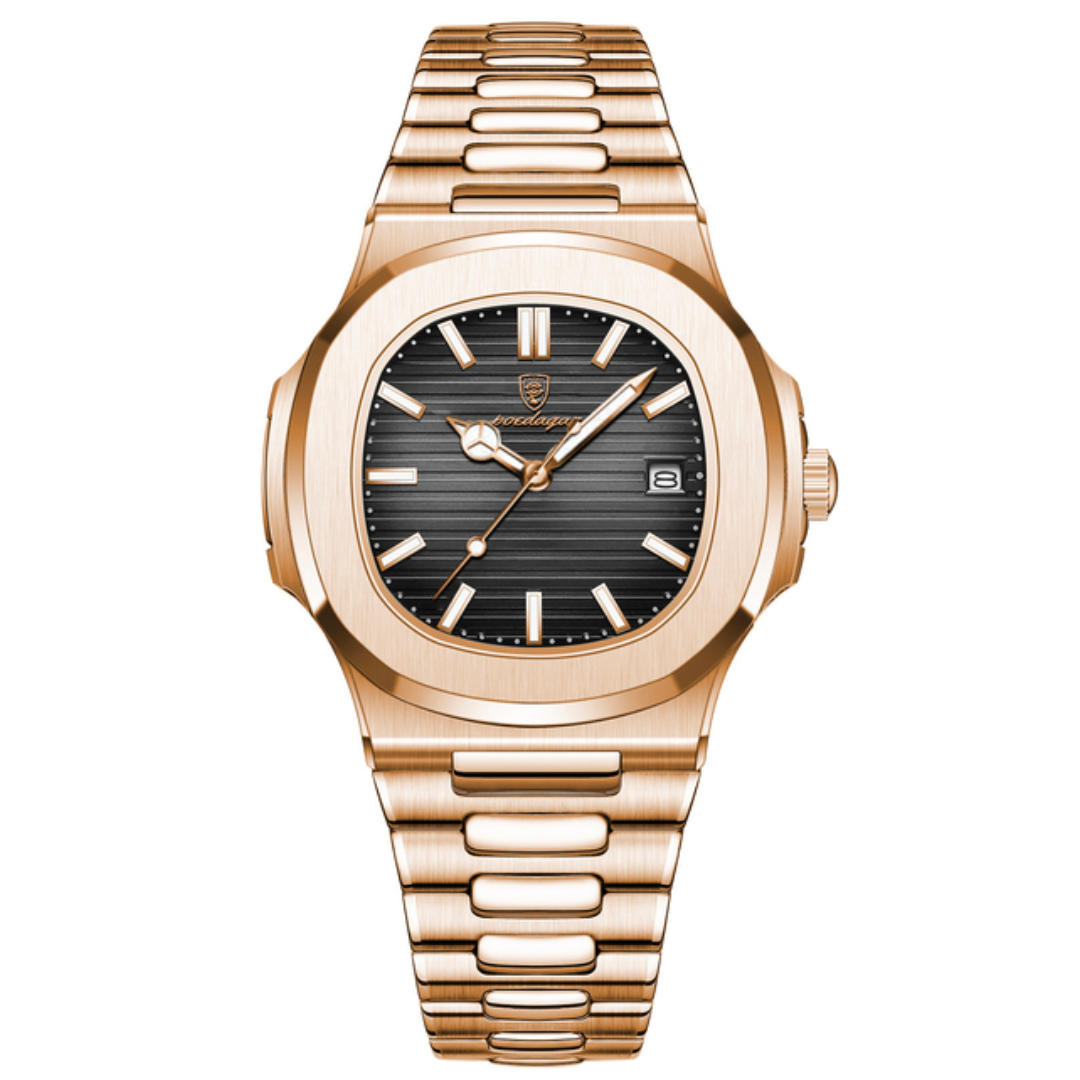Relógio Masculino Poedagar Deluxe Dourado | Pulseira de Couro