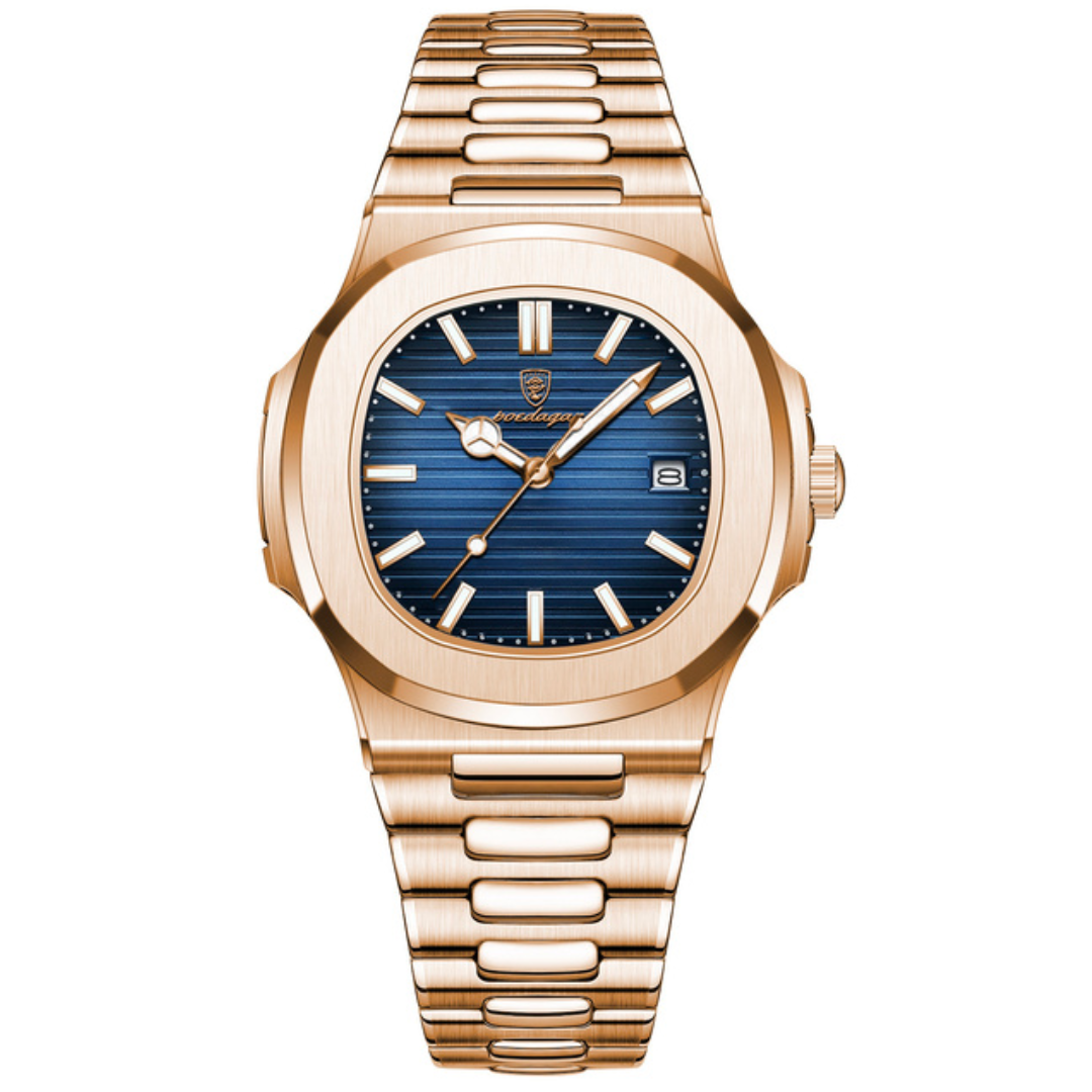 Relógio Masculino Poedagar Deluxe Dourado | Pulseira de Couro