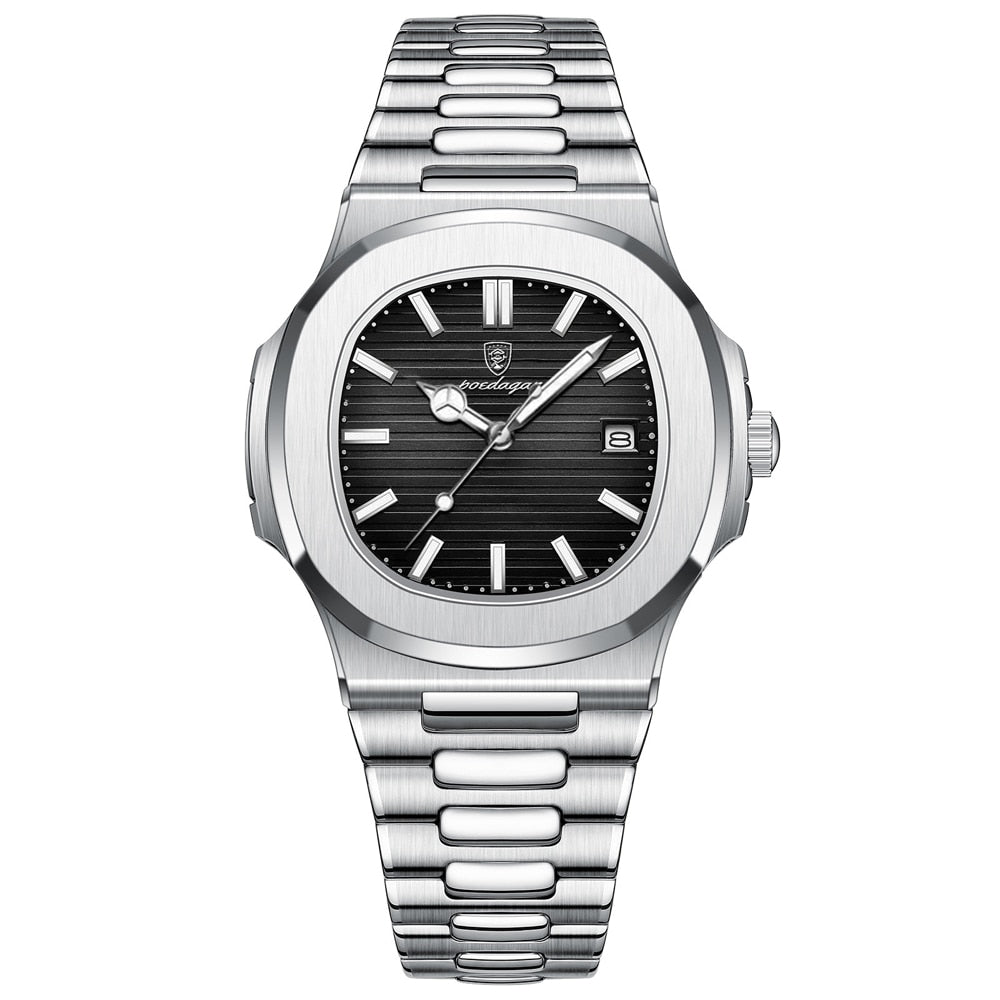 Relógio Masculino Poedagar Deluxe Prata | Pulseira de Couro