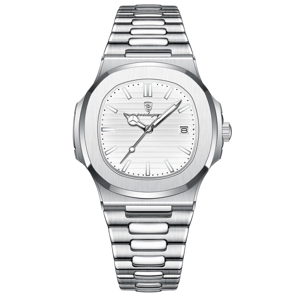 Relógio Masculino Poedagar Deluxe Prata | Pulseira de Couro