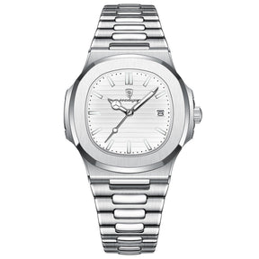 Relógio Masculino Poedagar Deluxe Prata | Pulseira de Couro