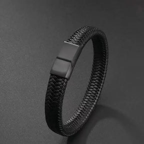 Pulsera Masculina de Cuero Sintético con Cierre Magnético Allegante – Estilo Vintage Sofisticado